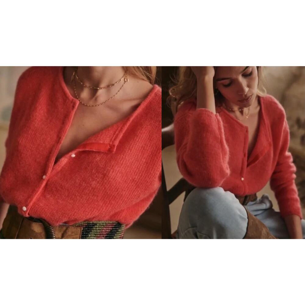 Sezane Gaspard Button-Front Cardigan in Capucine